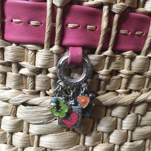 Brighton Straw Handbag with Pink Leather Trim